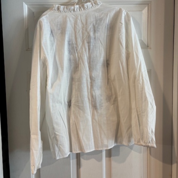 New Embroidered 100% cotton shirt- Off white and Dark blue - Picture 5 of 5